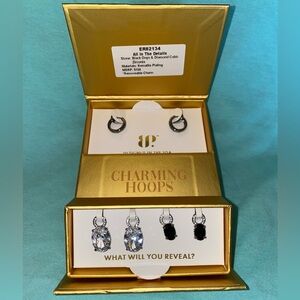 BP Charming Hoops All in the Details Earrings - Hematite Black Onyx & CZ